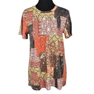 NWT | Multi-Color Patterned Patchwork Top | Short Sleeve | Size Small